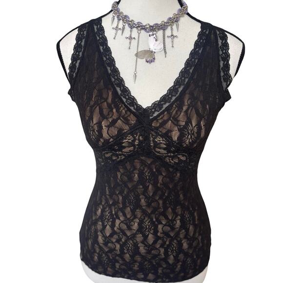 4 PC. GLAM Y2K GOTHIC CHIC BLACK LACE BEADED SPARKLE TOP BUNDLE SMALL - Picture 3 of 8